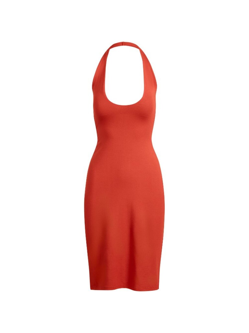 SKIMS Smooth Layers Plunge Halter Midi Dress Terra Size S NWT